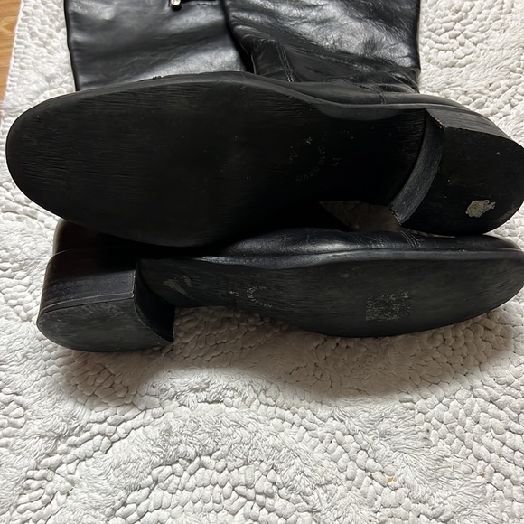 ITALIAN Black Leather Zip-Up Knee High Heel Boot size 8-8.5 - Picture 4 of 10